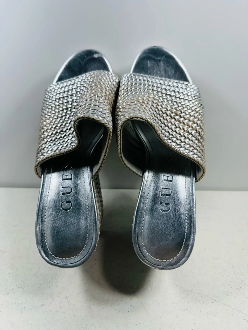 Guess Yenisa Espadrille Platform Wedge Sandal (Women's) - Silver - Sz 7
